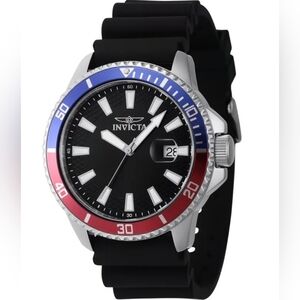 Invicta Men's Black Dial Silicone Strap Swim Watch with Blue & Red Bezel